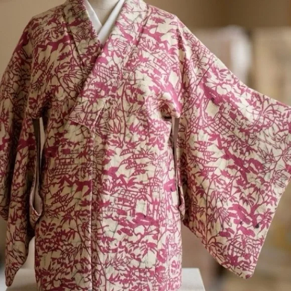 VINTAGE HAORI JAPANESE KIMONO JACKET.SILK BLEND. HAND CRAFTED. FULLY LINED. NEW - Picture 3 of 7